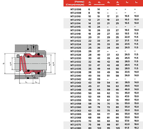 Торцевое уплотнение NT-2/080/QQVGG в Челябинске фото