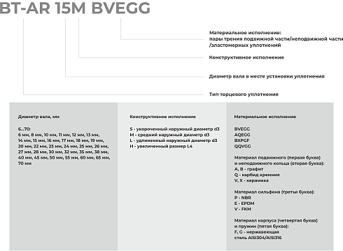 Торцевое уплотнение BT-AR 70 QQVGG в Челябинске фото