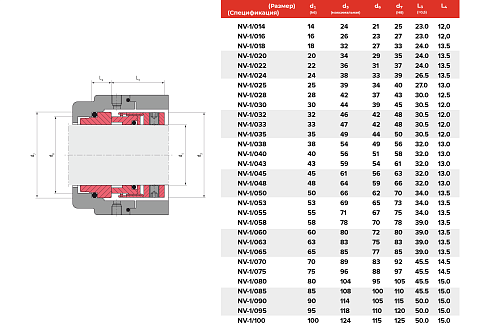 Торцевое уплотнение NV-1/100/AQEGG в Челябинске фото